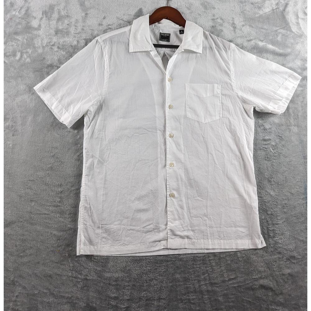 Todd Snyder Shirt Men Medium White Camp Cotton Button Up Transparent Lightweight
